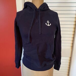 J CREW | navy blue hooded anchor sweater XXS